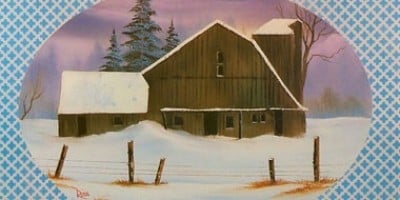 Best of the Joy of Painting Barn In Snow Oval WTTW